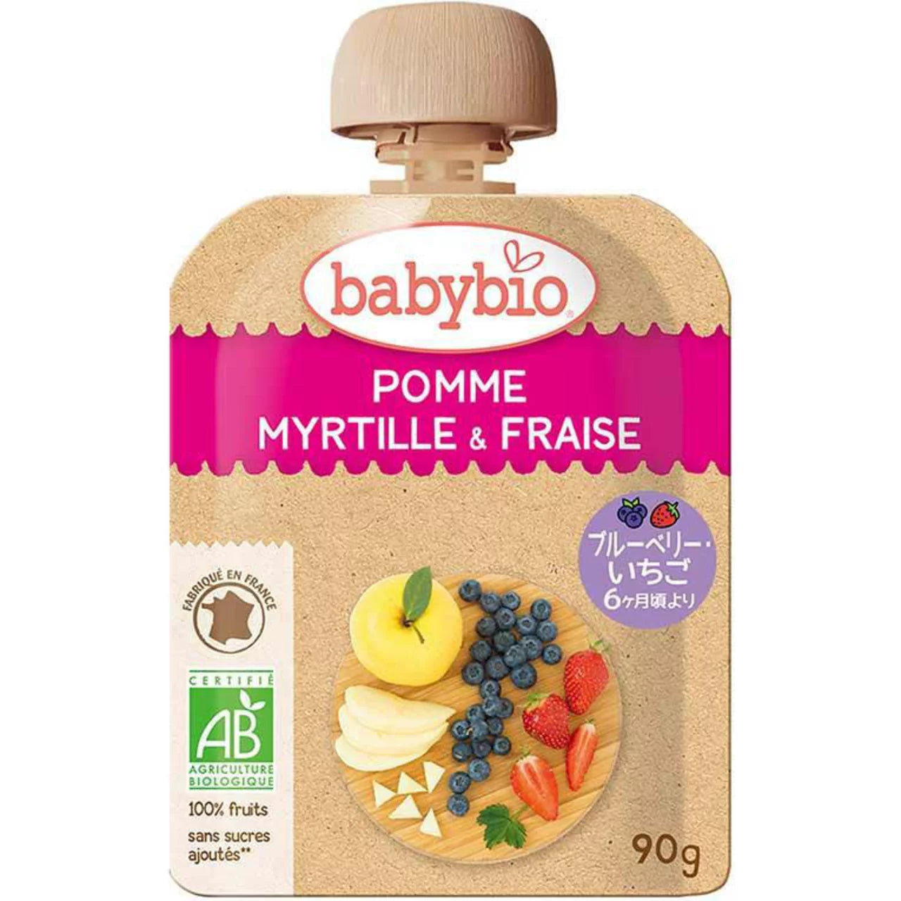 Babybio Apple, Blueberry & Strawberry 90g (6m+)