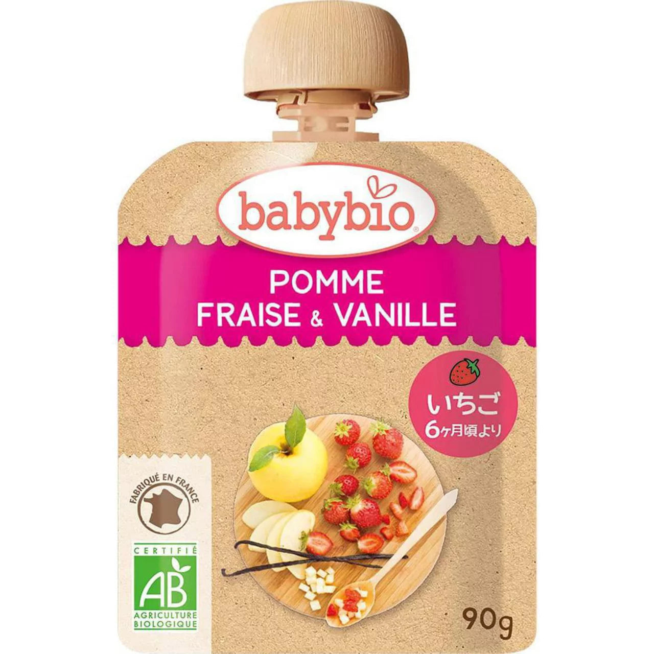 Babybio Apple, Strawberry & Vanilla 90g (6m+)