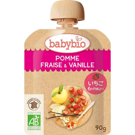 Babybio Apple, Strawberry & Vanilla 90g (6m+)
